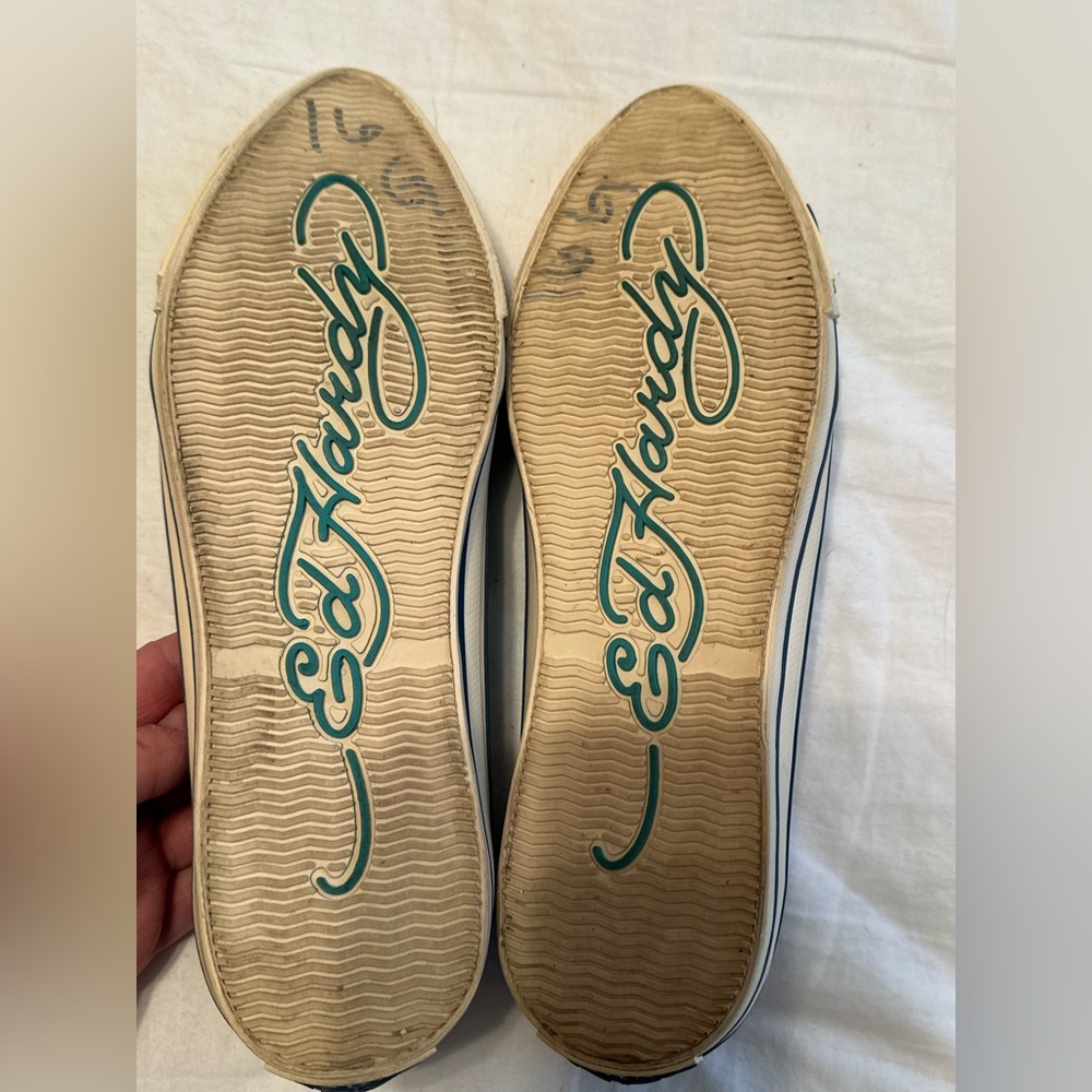 Ed Hardy Graphic Slip On Canvas Ballet Flats - Picture 4 of 9